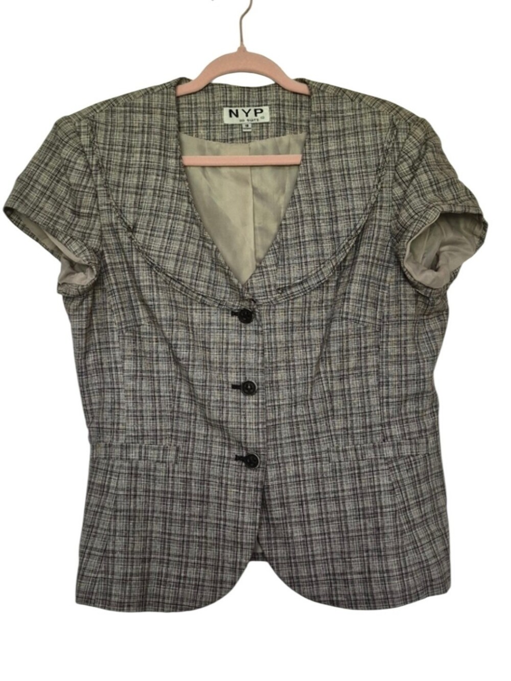 NYP Suits Size 12 Short Sleeve Plaid Blazer